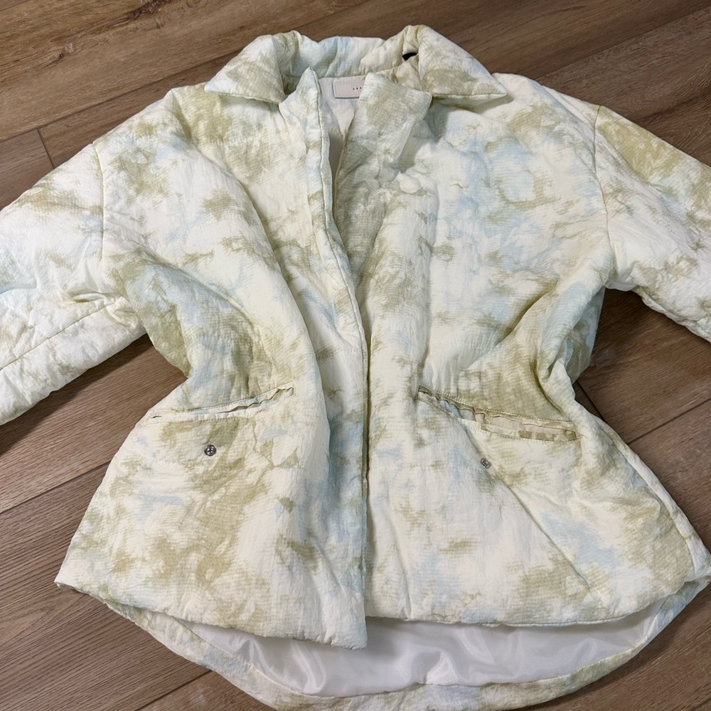 Anthropologie Women's Cream and Green Jacket